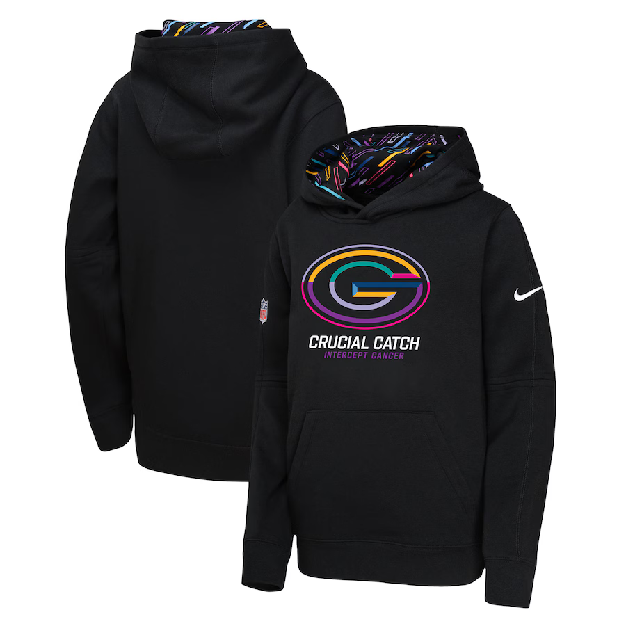Youth Green Bay Packers 2024 Nike NFL black hoodie->youth nfl jersey->Youth Jersey